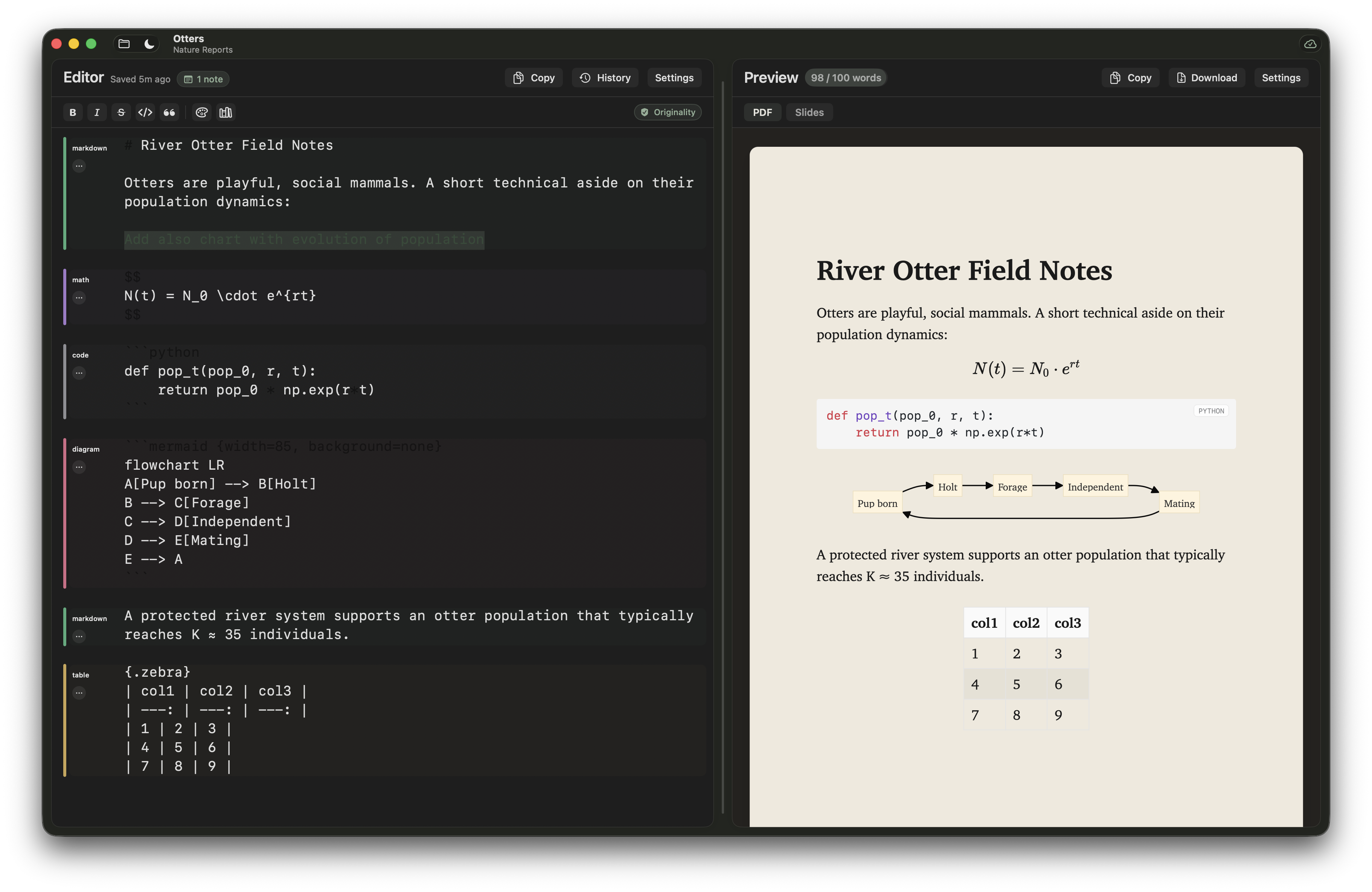 Dark mode in Minidocs
